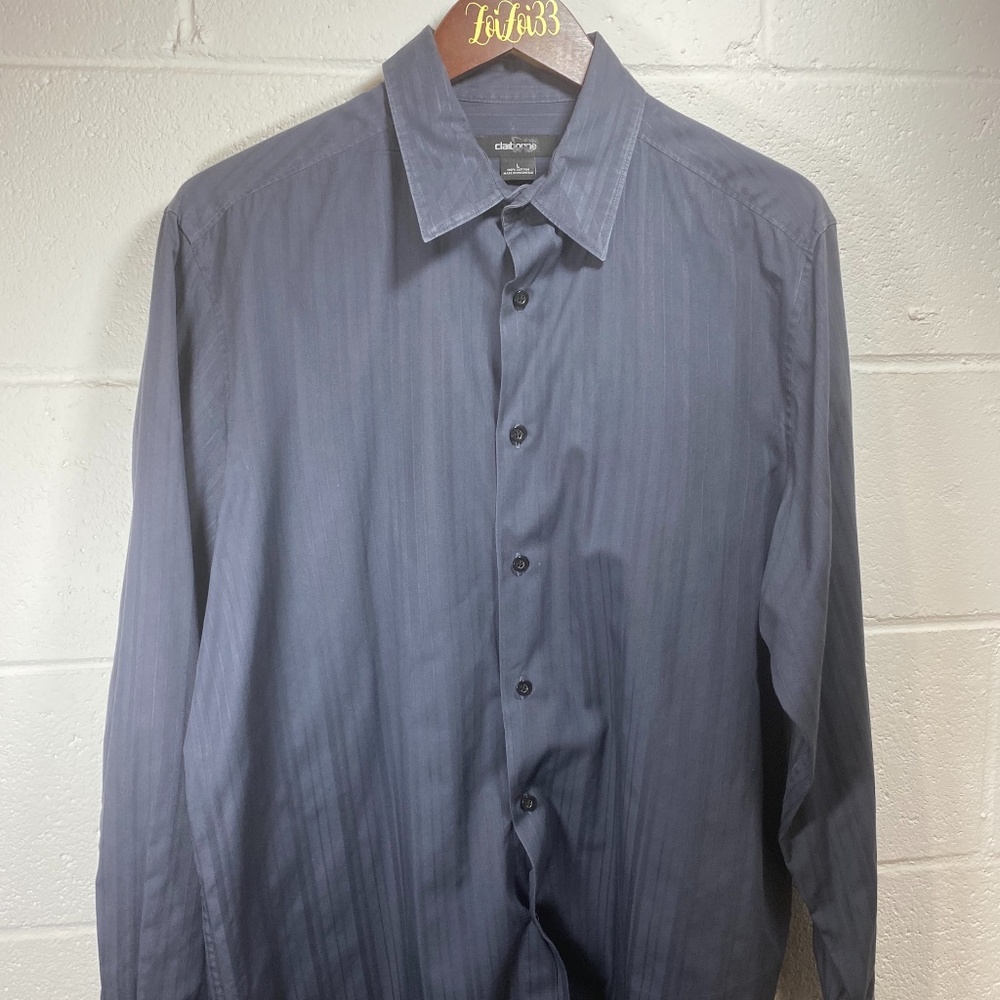 Claiborne Dark Gray Long Sleeve Button Down Shirt